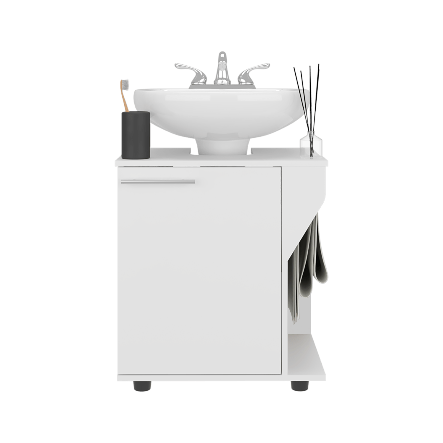 Mueble Lavamanos De Pedestal Phillips 62X56X41 Rta Blanco Zf