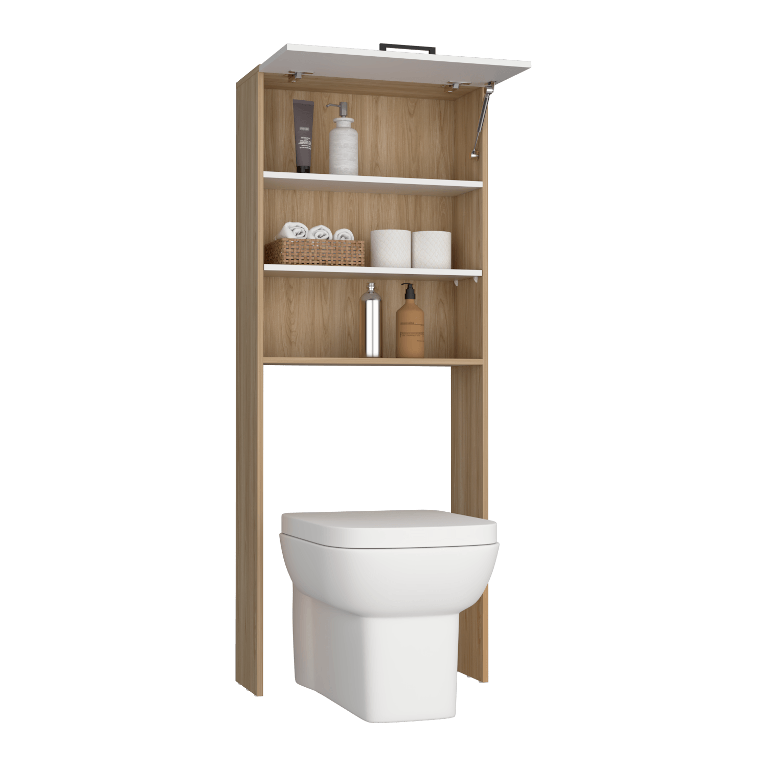 Ahorrador De Espacio Kensington 160X63X25 Rta Fresno Europeo + Blanco Mqz