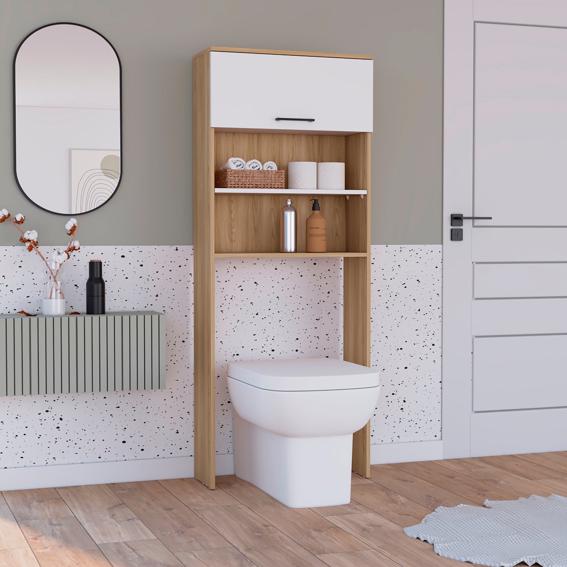 Ahorrador De Espacio Kensington 160X63X25 Rta Fresno Europeo + Blanco Mqz