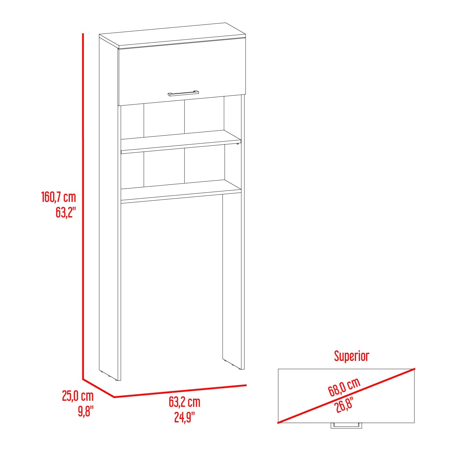 Ahorrador De Espacio Kensington 160X63X25 Rta Fresno Europeo + Blanco Mqz
