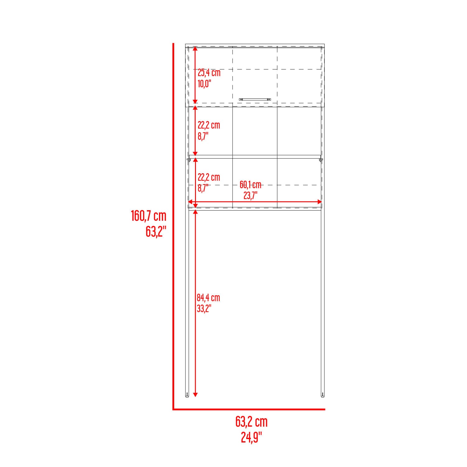 Ahorrador De Espacio Kensington 160X63X25 Rta Fresno Europeo + Blanco Mqz