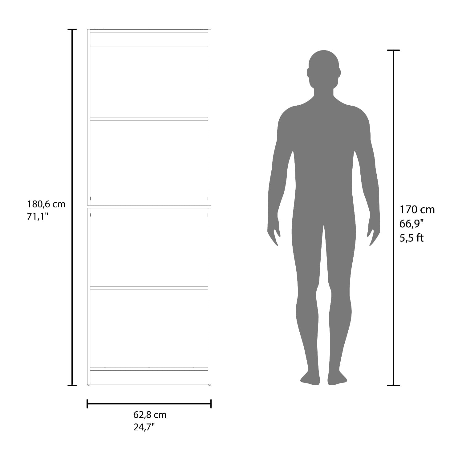 Estante Home E1 4 Espacios 180X62X29 Rta Milan Blanco