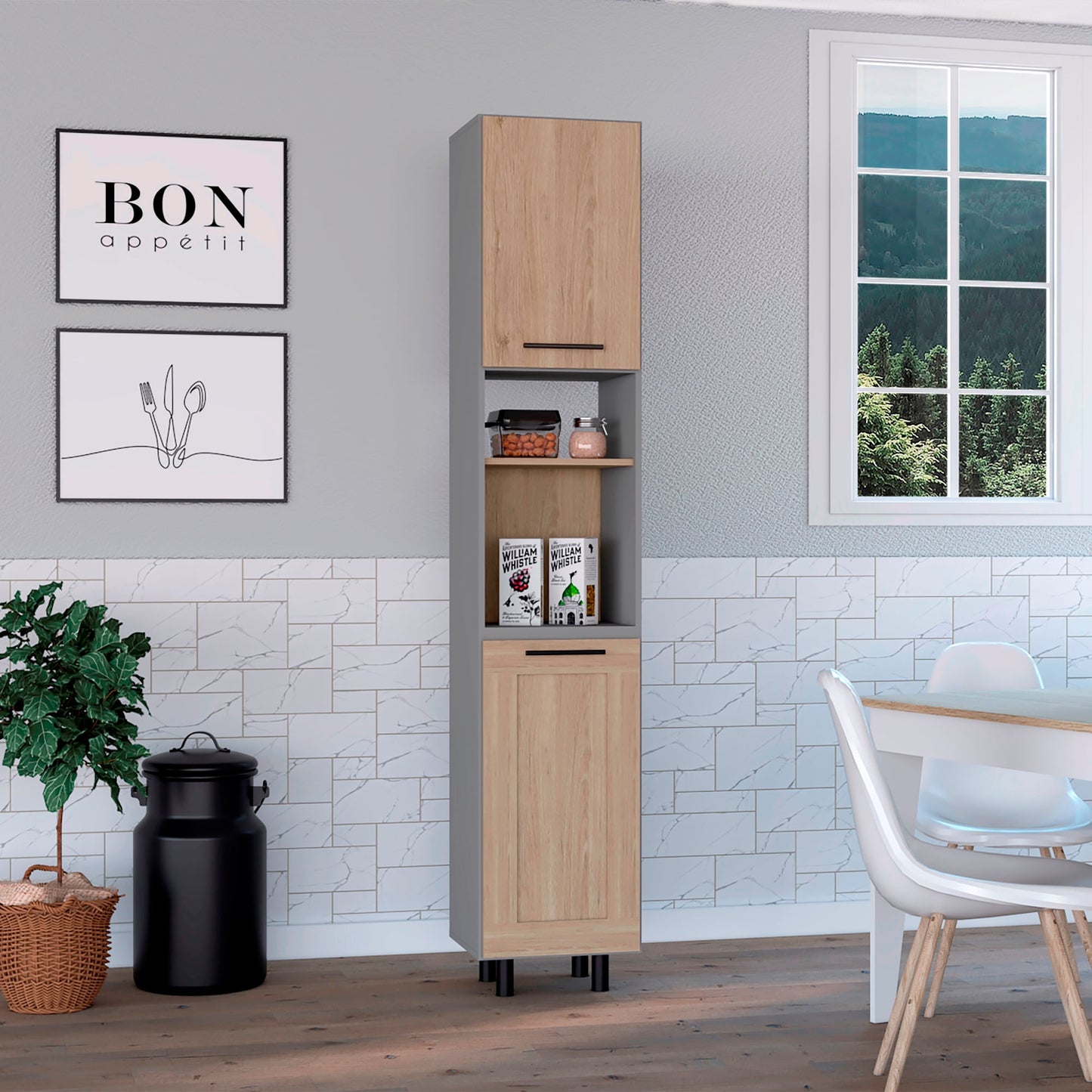 Alacena Kitchen 200X40 Hasselt Rta Rovere Gris