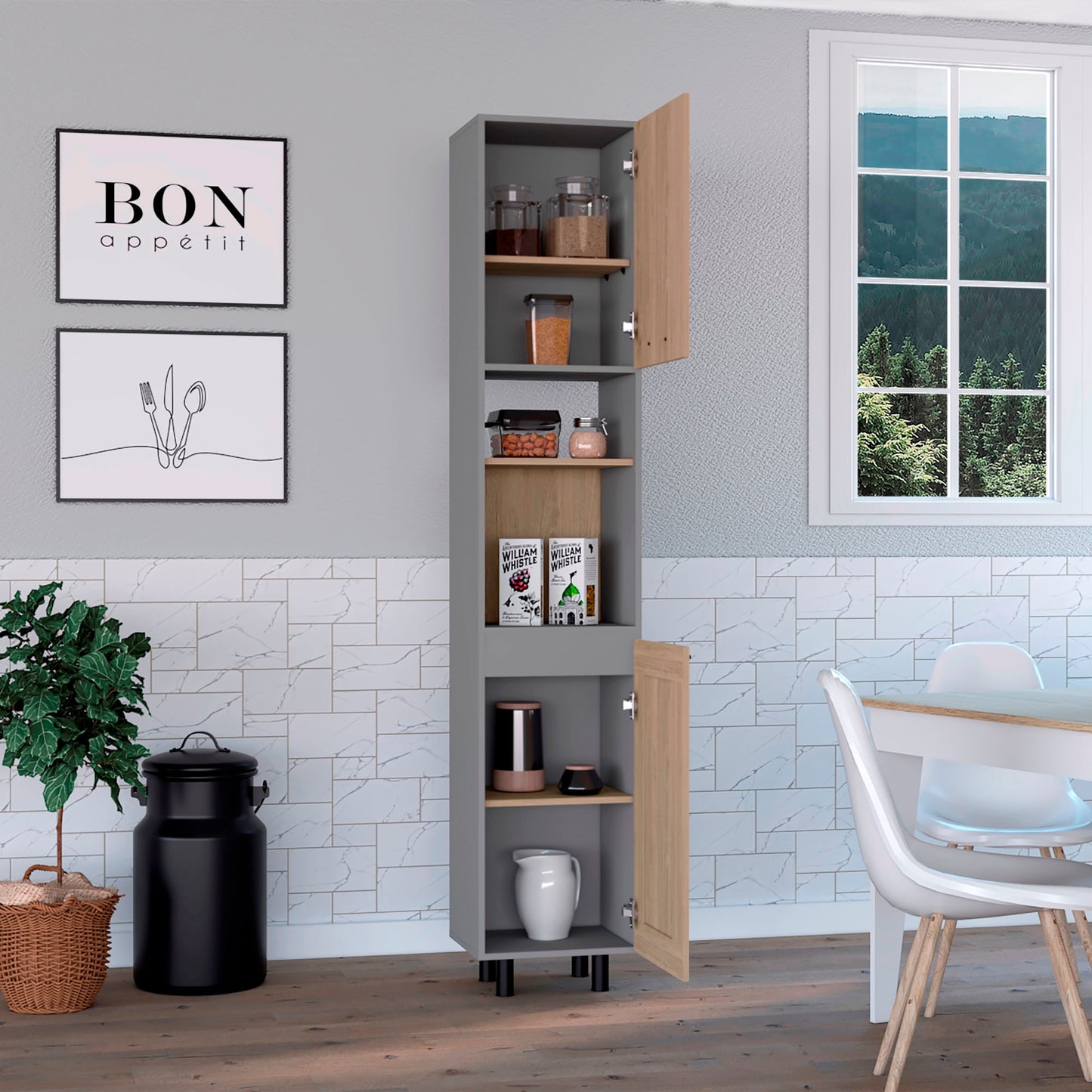 Alacena Kitchen 200X40 Hasselt Rta Rovere Gris
