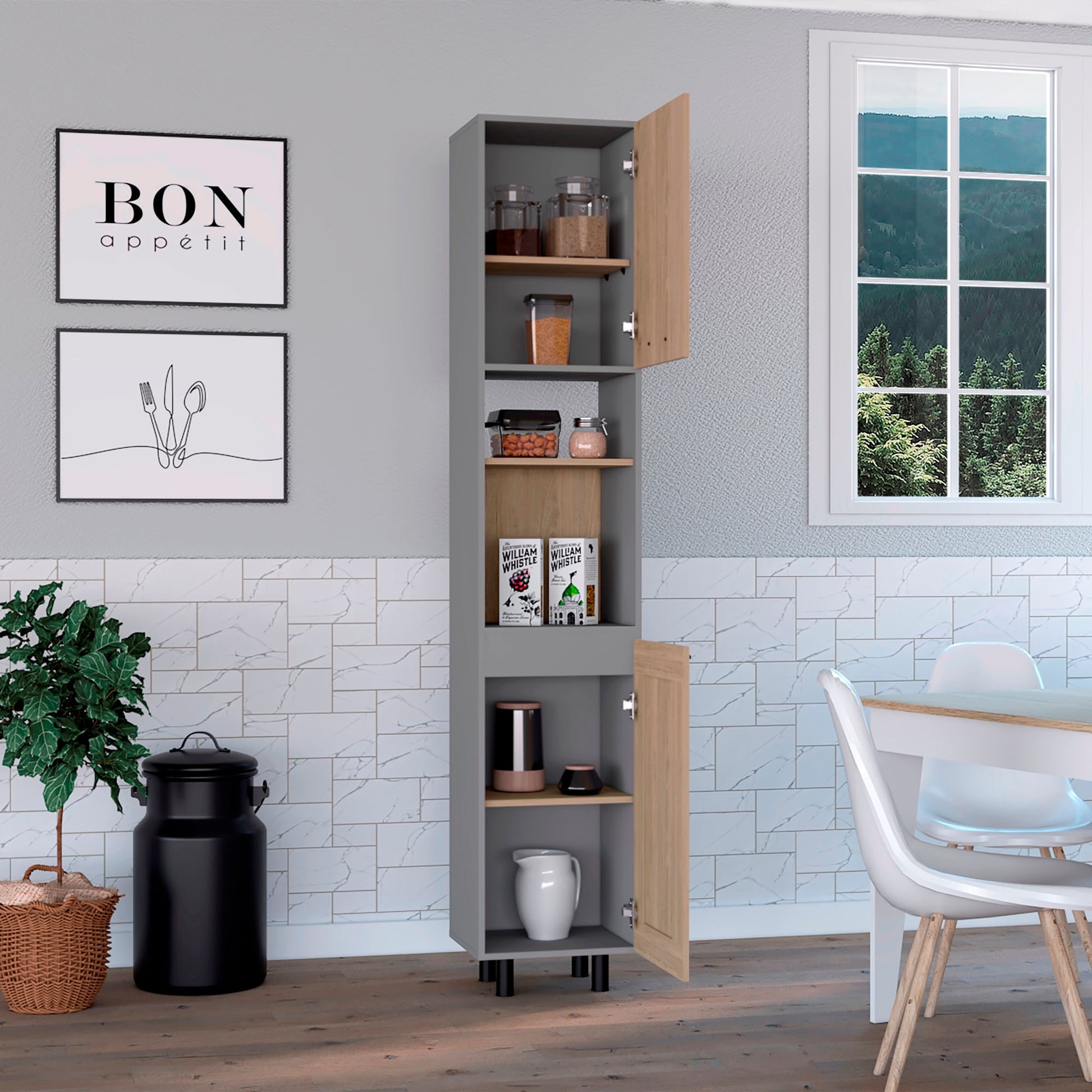 Alacena Kitchen 200X40 Hasselt Rta Rovere Gris