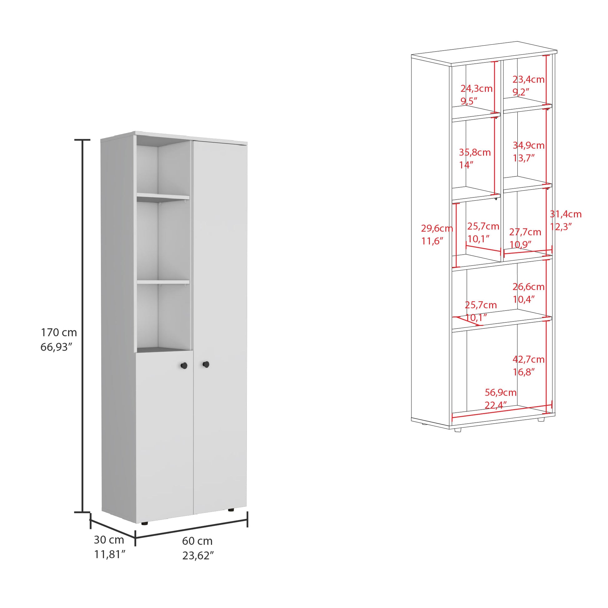 Mueble Alacena Konik 170X60 Rta Blanco