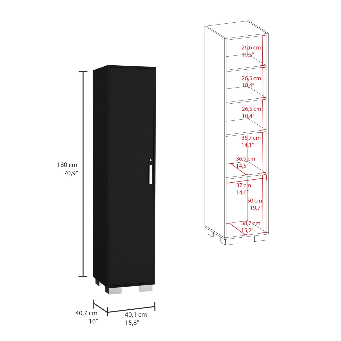 Alacena Basica 180X40 Rta Wengue