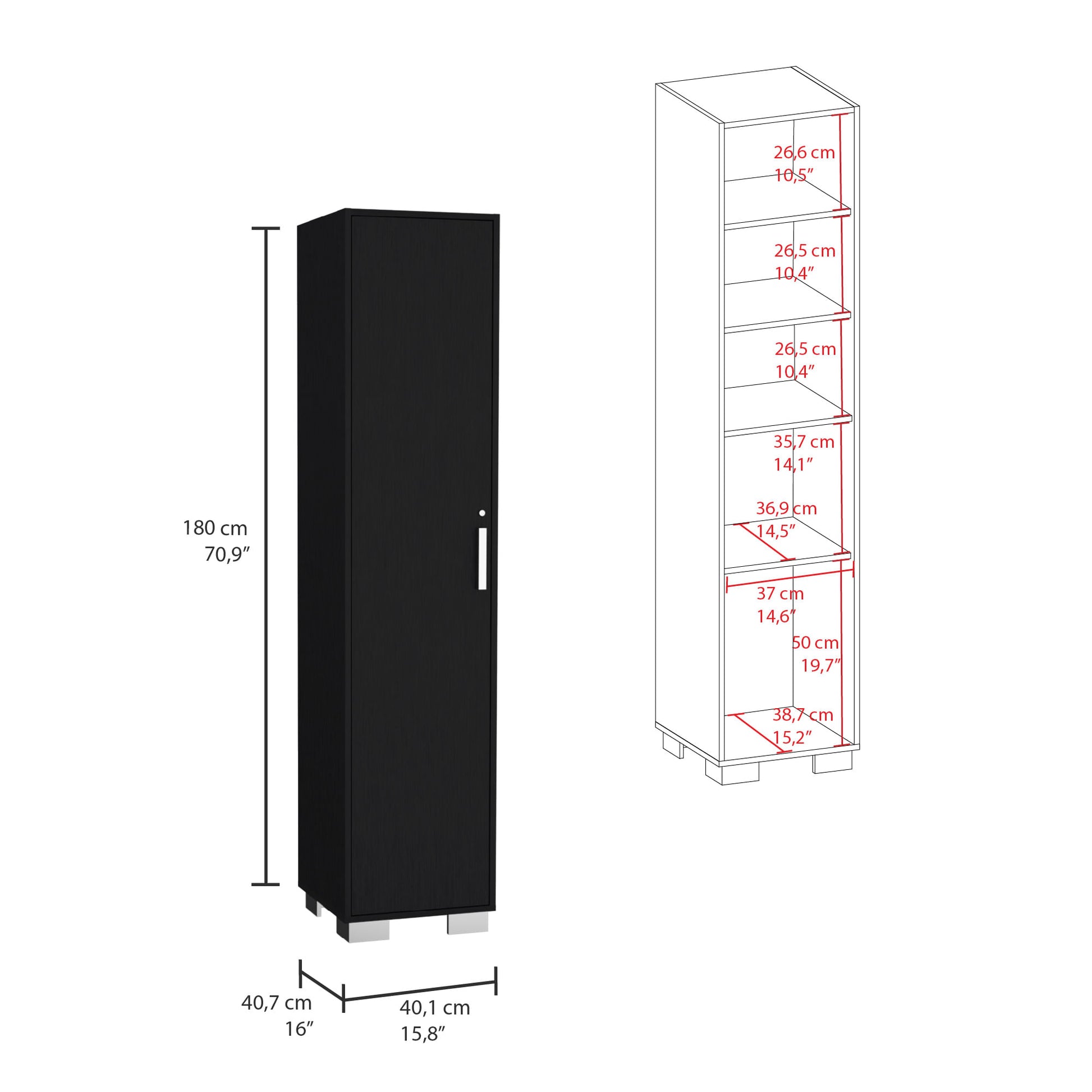 Alacena Basica 180X40 Rta Wengue