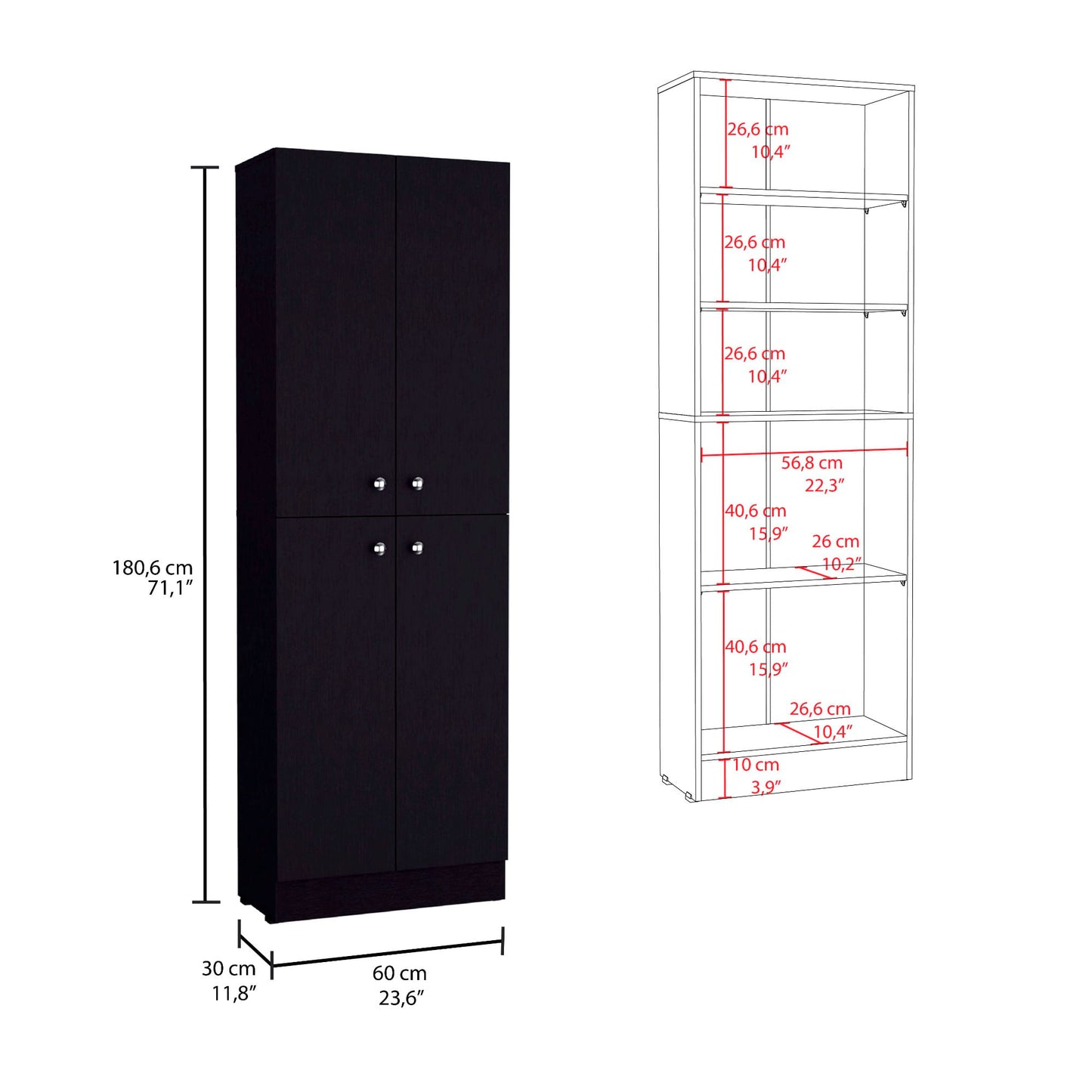 Alacena Lynch 180X60X30 4P Rta Wengue Zf