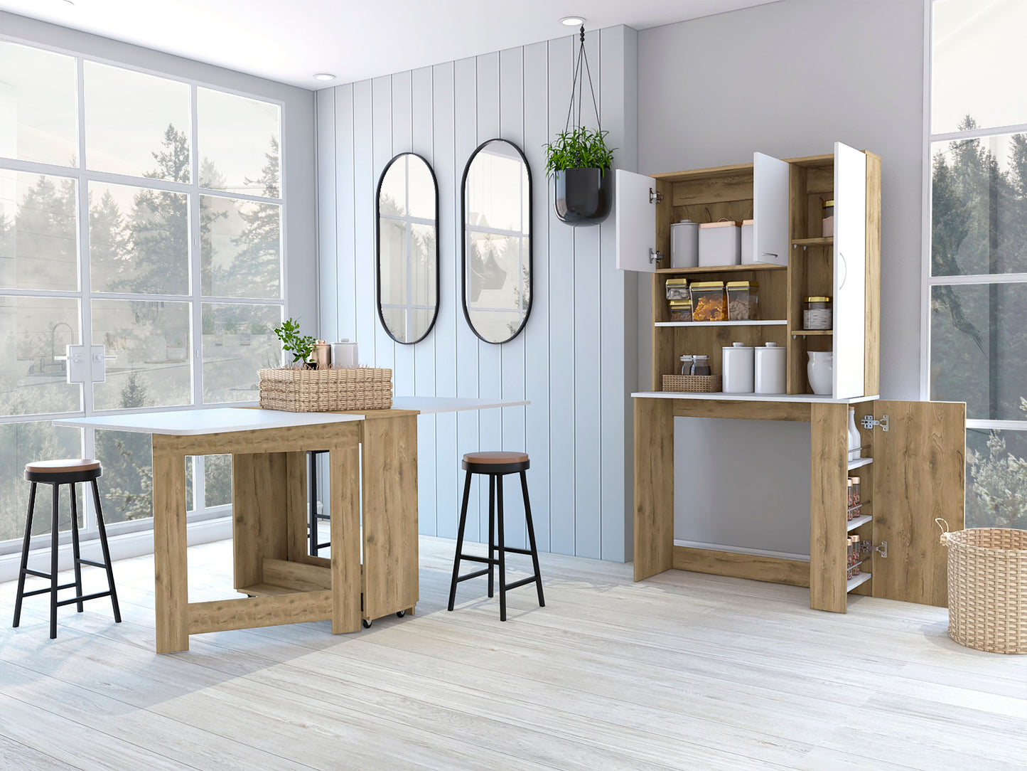Mueble Alacena Luciana Rta Macadamia + Blanco