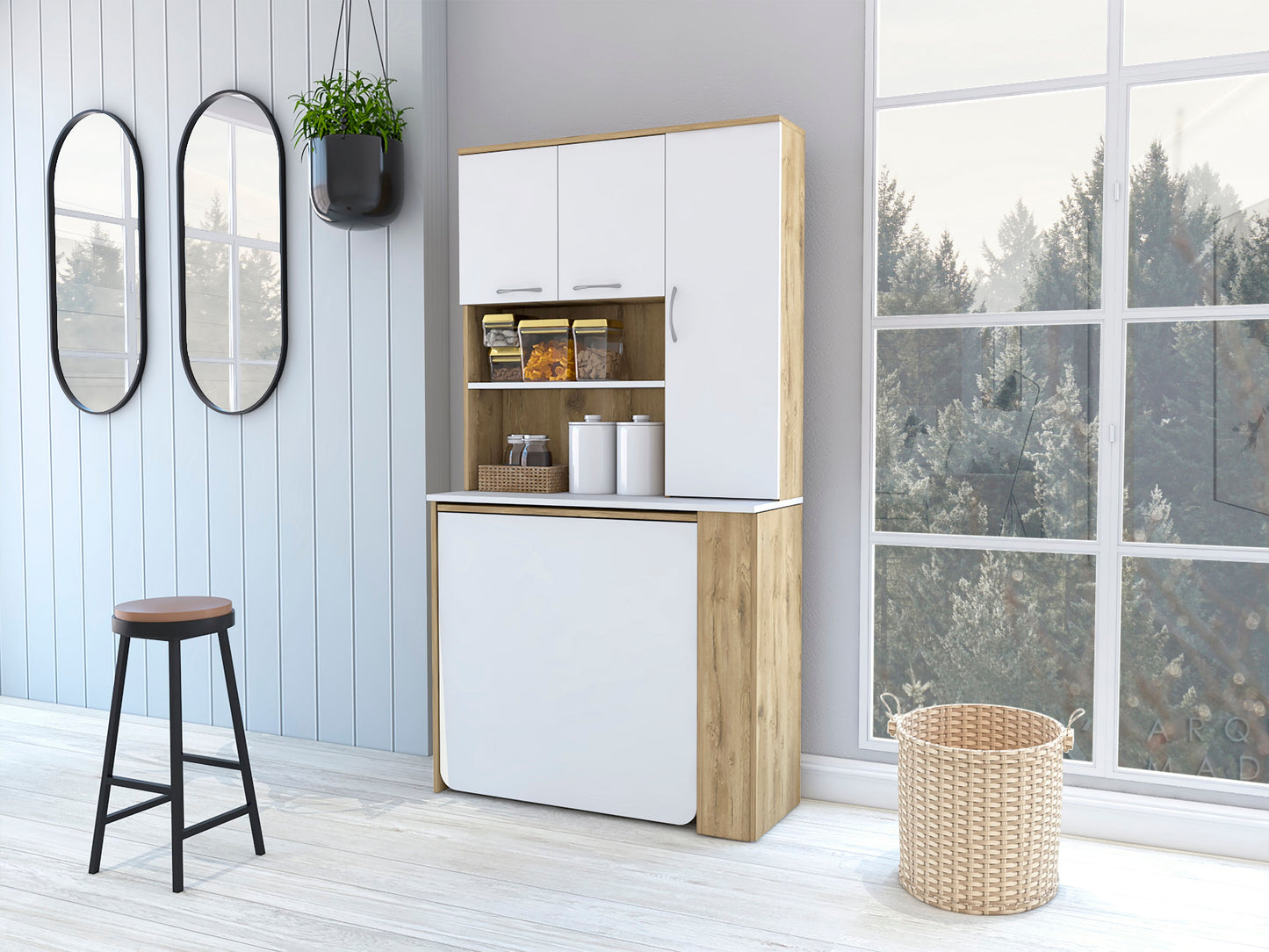 Mueble Alacena Luciana Rta Macadamia + Blanco