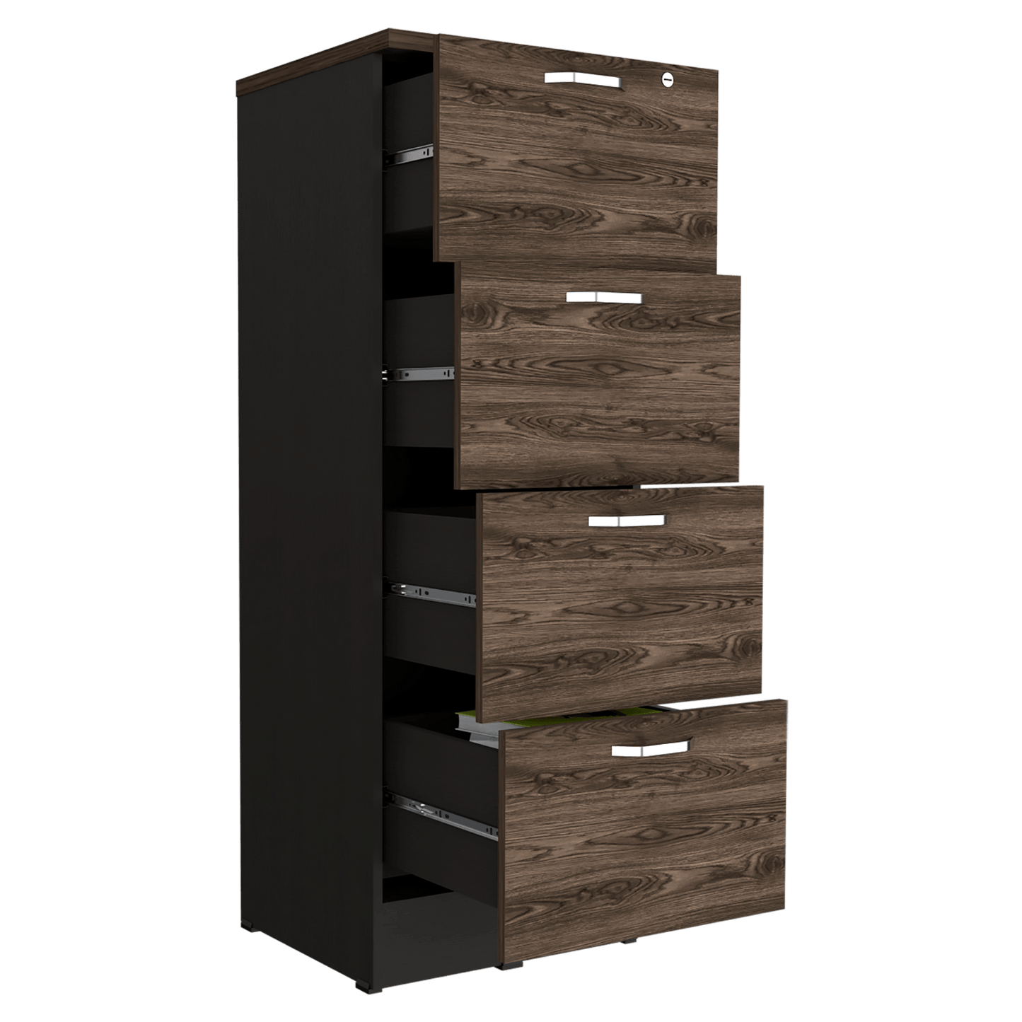 Archivador Home Office 4 Cajones 132X47 Alto Rta Wengue Milan