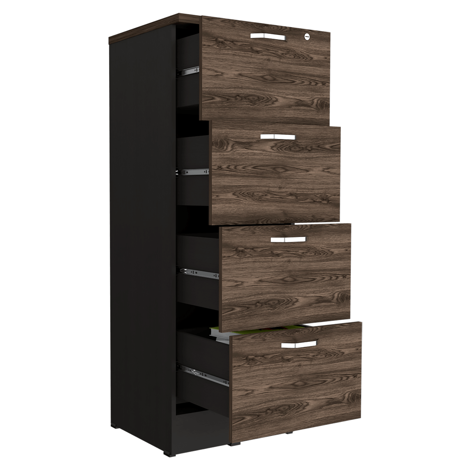 Archivador Home Office 4 Cajones 132X47 Alto Rta Wengue Milan