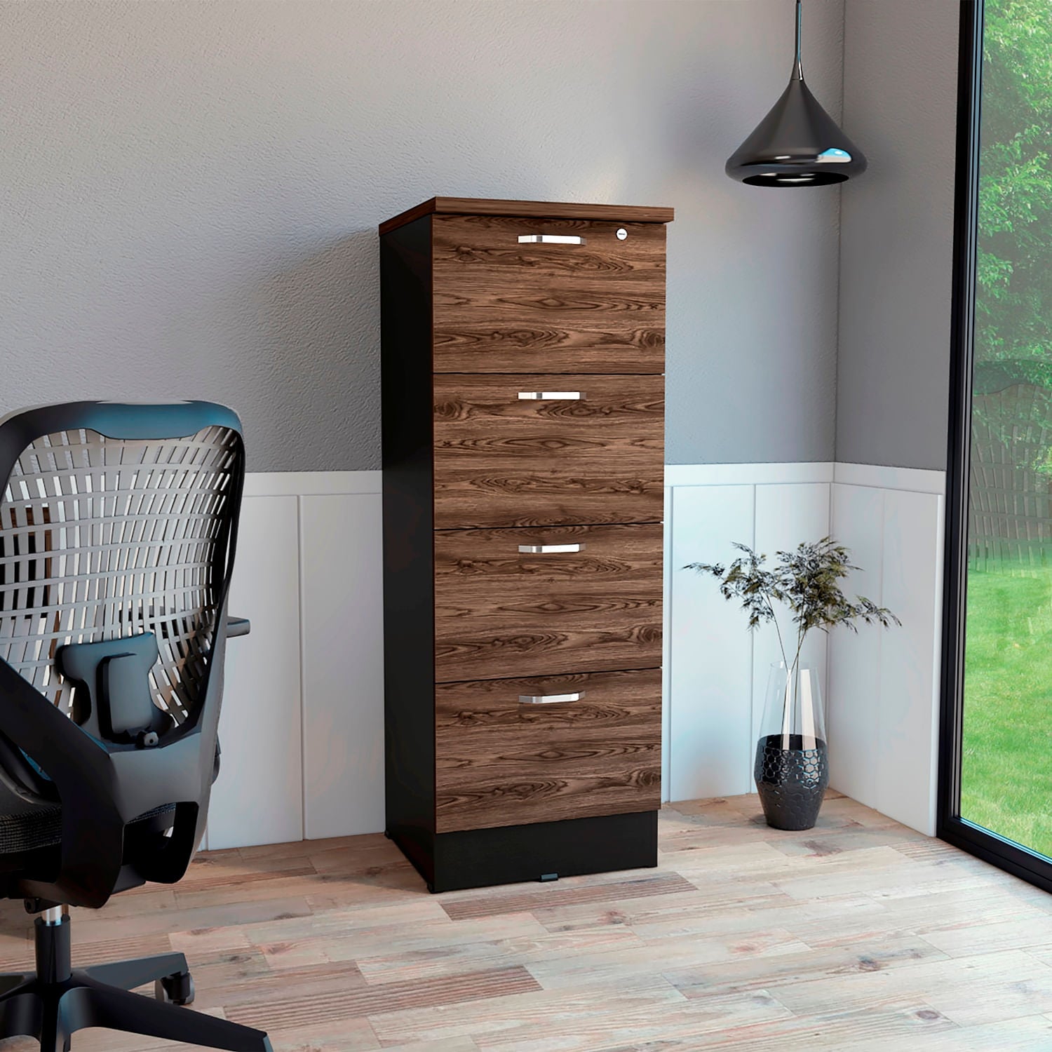Archivador Home Office 4 Cajones 132X47 Alto Rta Wengue Milan