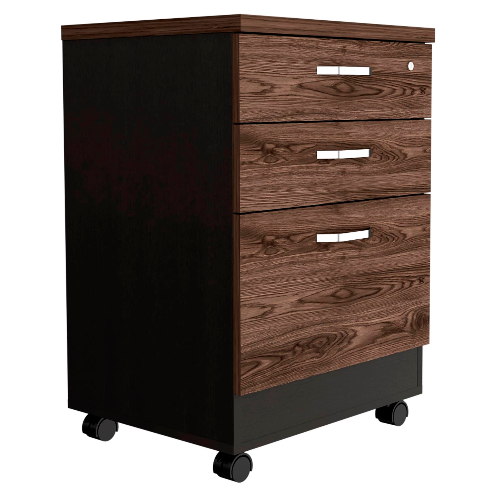 Archivador Home Office 3 Cajones Bajo Rta Wengue Milan