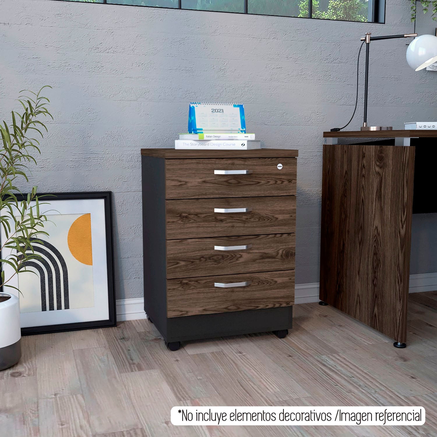 Archivador Home Office 4 Cajones Rta Wengue Milan