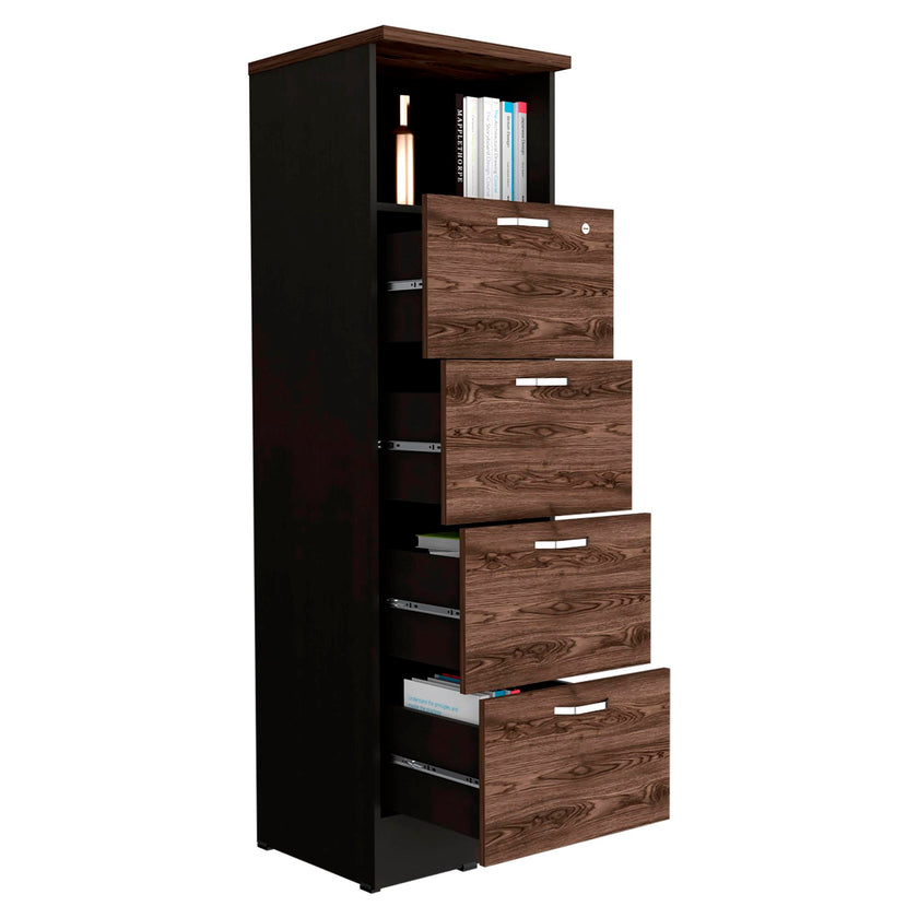Archivador Home Office 4 Cajones + Repisa Rta Wengue Milan