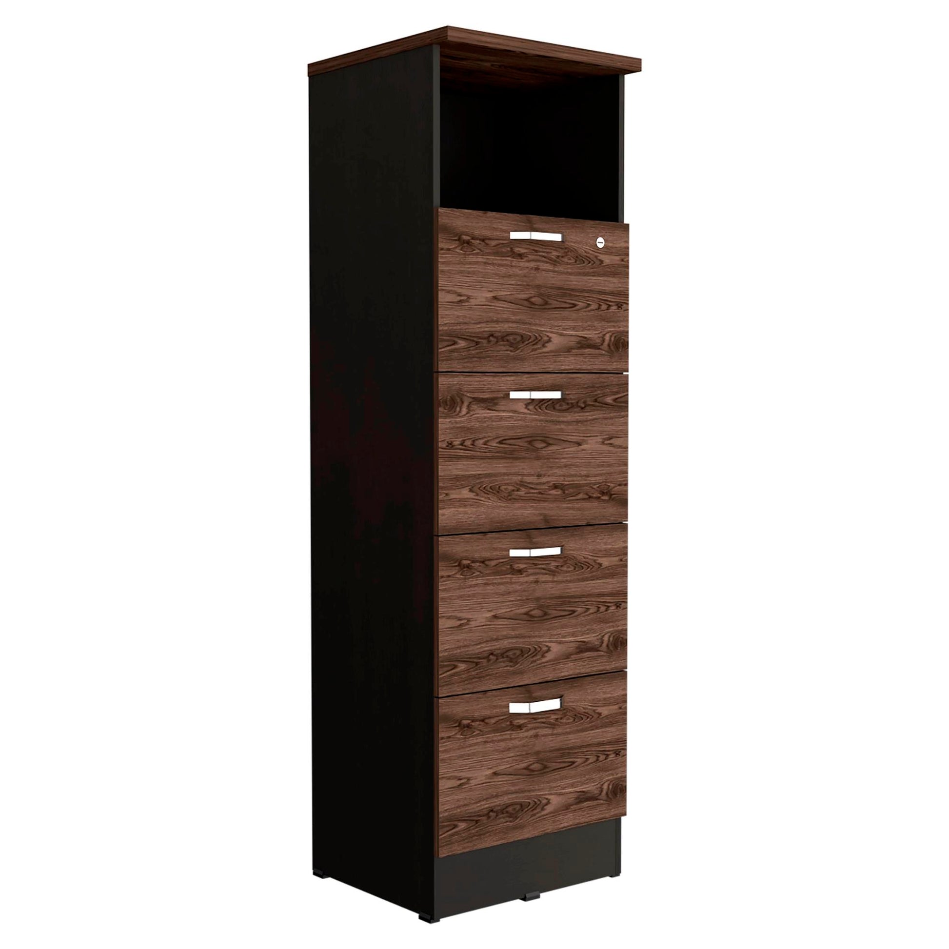 Archivador Home Office 4 Cajones + Repisa Rta Wengue Milan