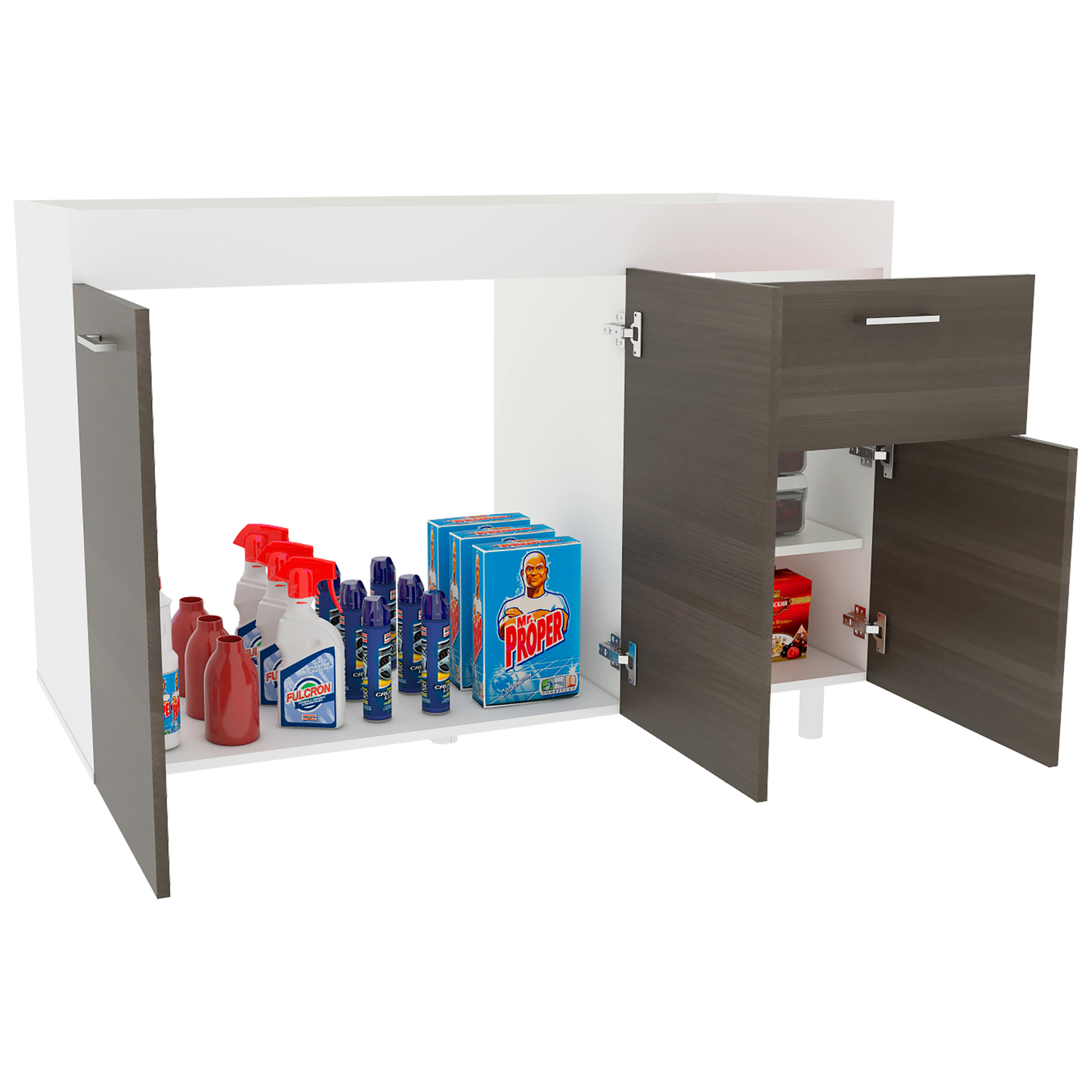Mueble Inferior Cocina Rossi Rta Blanco + Olivo