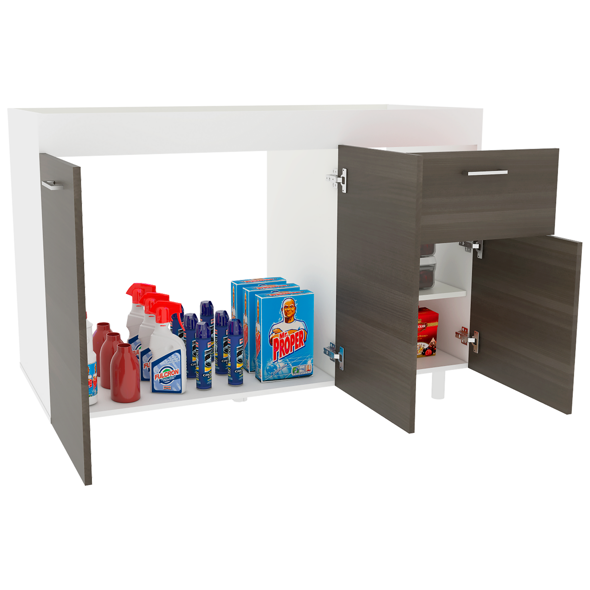 Mueble Inferior Cocina Rossi Rta Blanco + Olivo