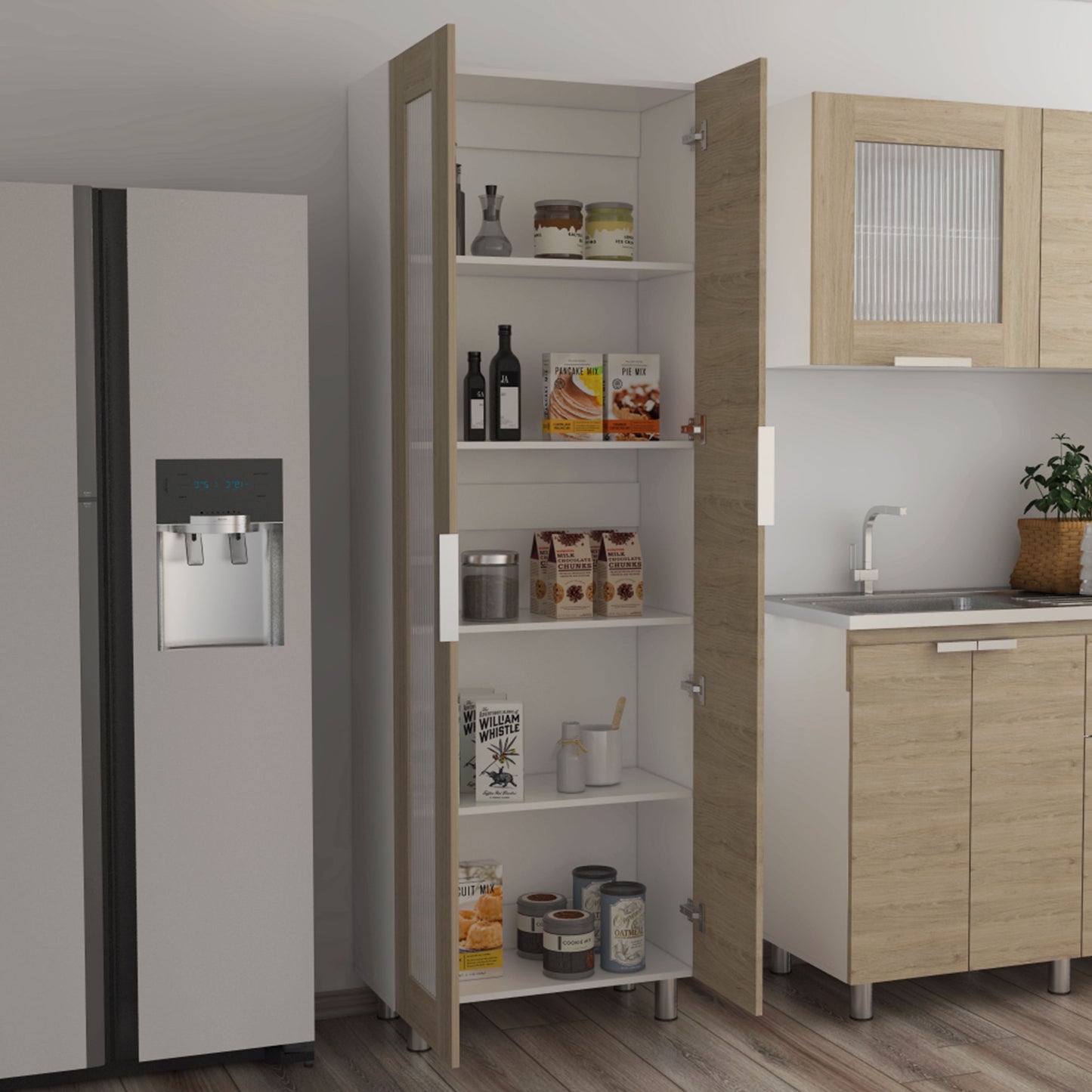 Mueble Alacena Fendi Rta Blanco + Rovere