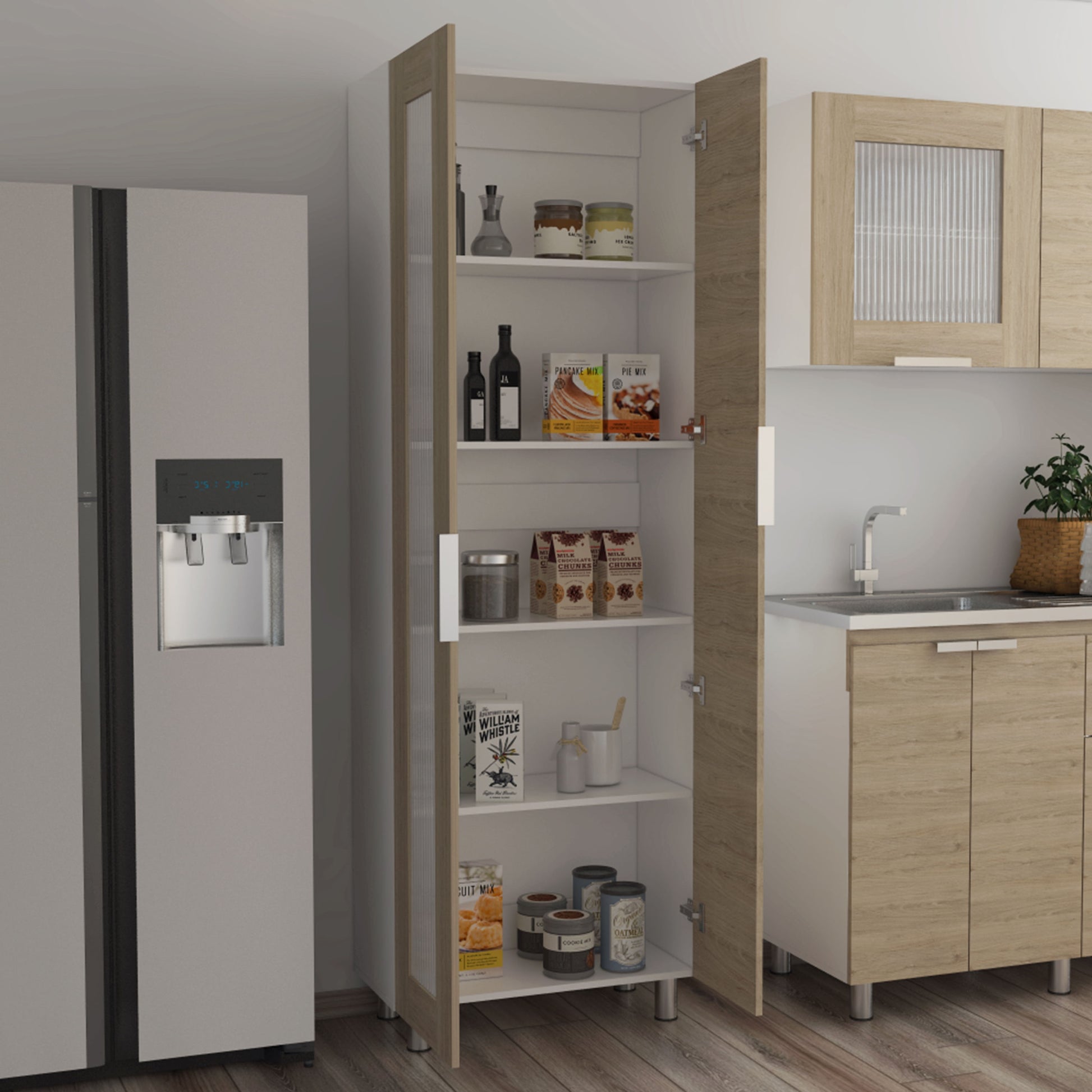 Mueble Alacena Fendi Rta Blanco + Rovere