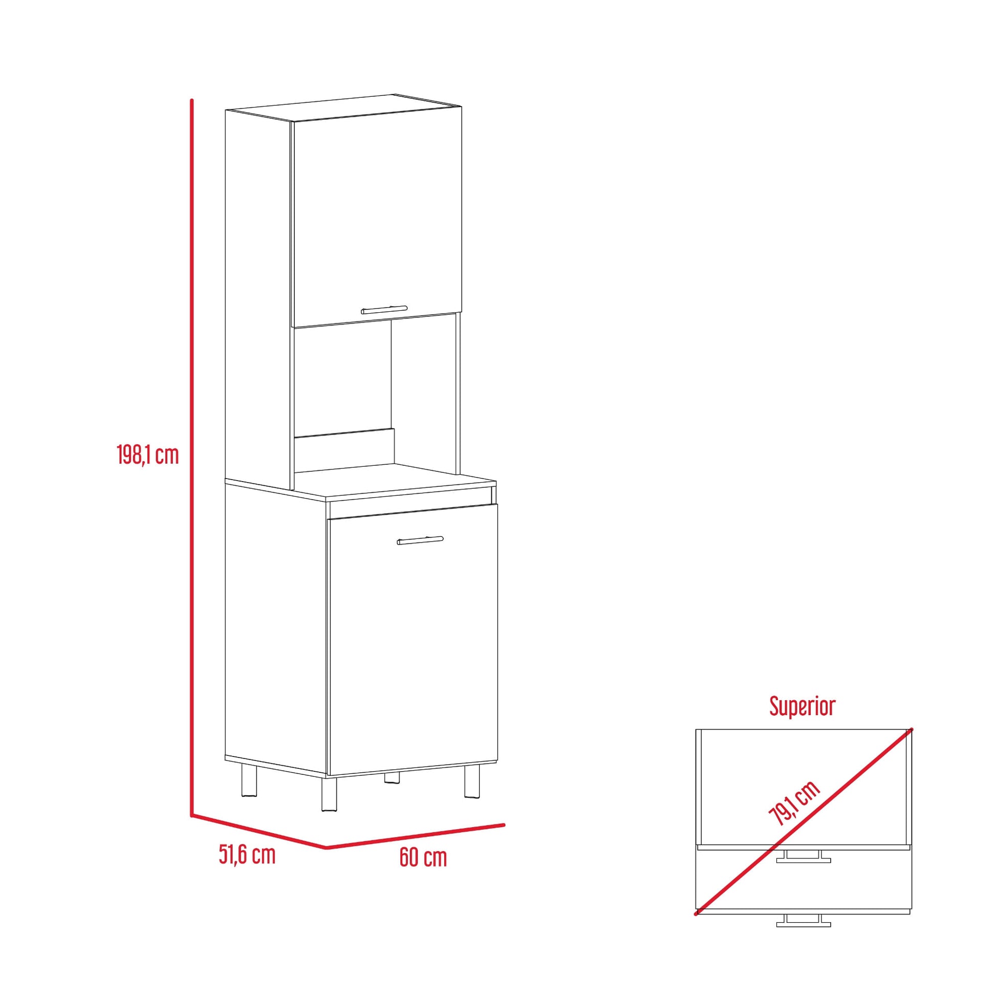 Alacena Kitchen 60 Gante 198X60 Rta Rovere Niebla