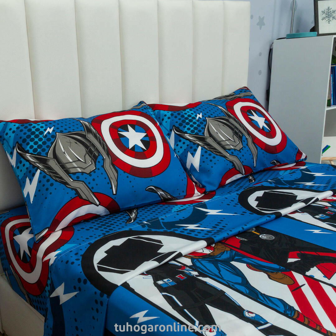 Juego De Sábana Con Cortinas Marvel Avengers