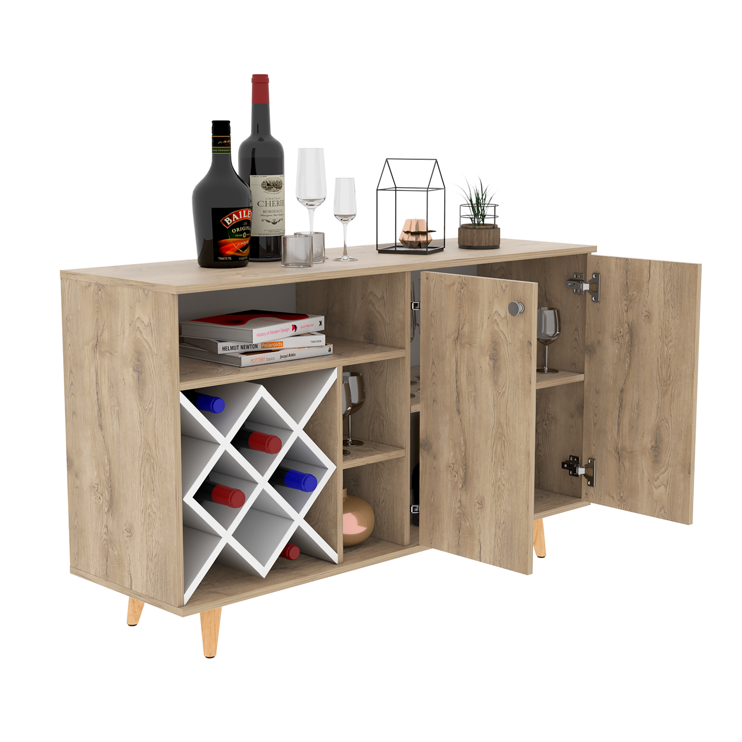 Mueble Bar Vithi Rta Macadamia + Blanco