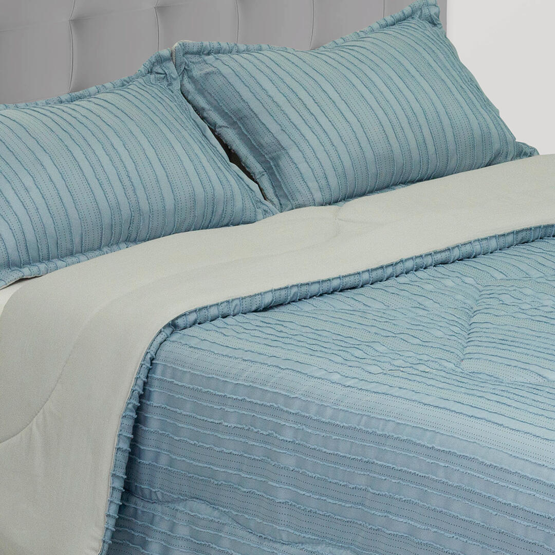 Cubrelecho Acolchado Gales Gris Con Azul