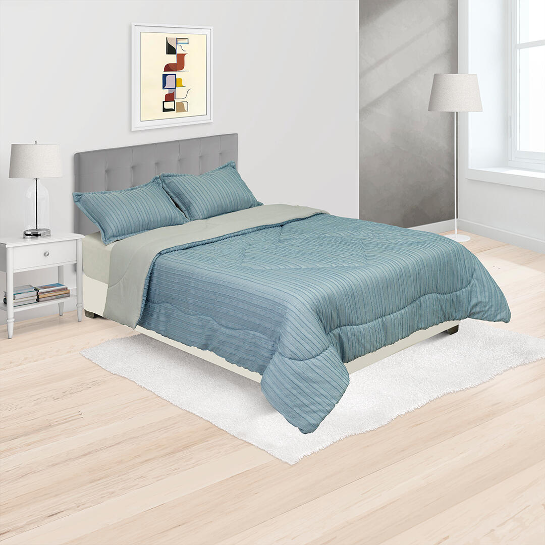 Cubrelecho Acolchado Gales Gris Con Azul