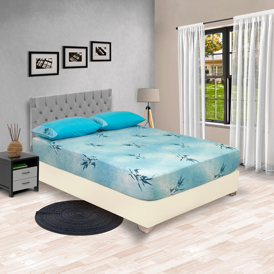 Sabana Ajustable Linea Barcelona Fondo Aguamarina Suave