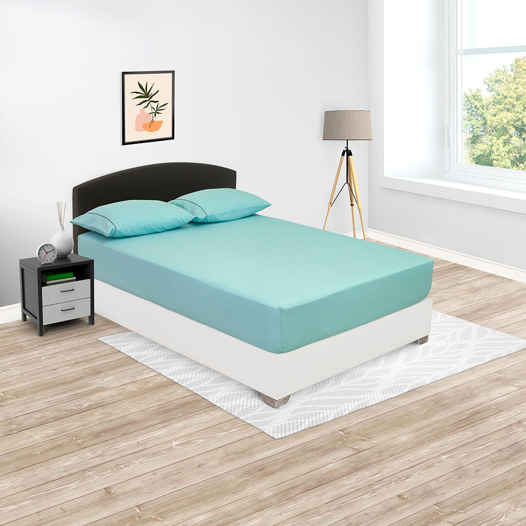 Sábana Ajustable Línea Basicos Verde Aguamarina Práctica