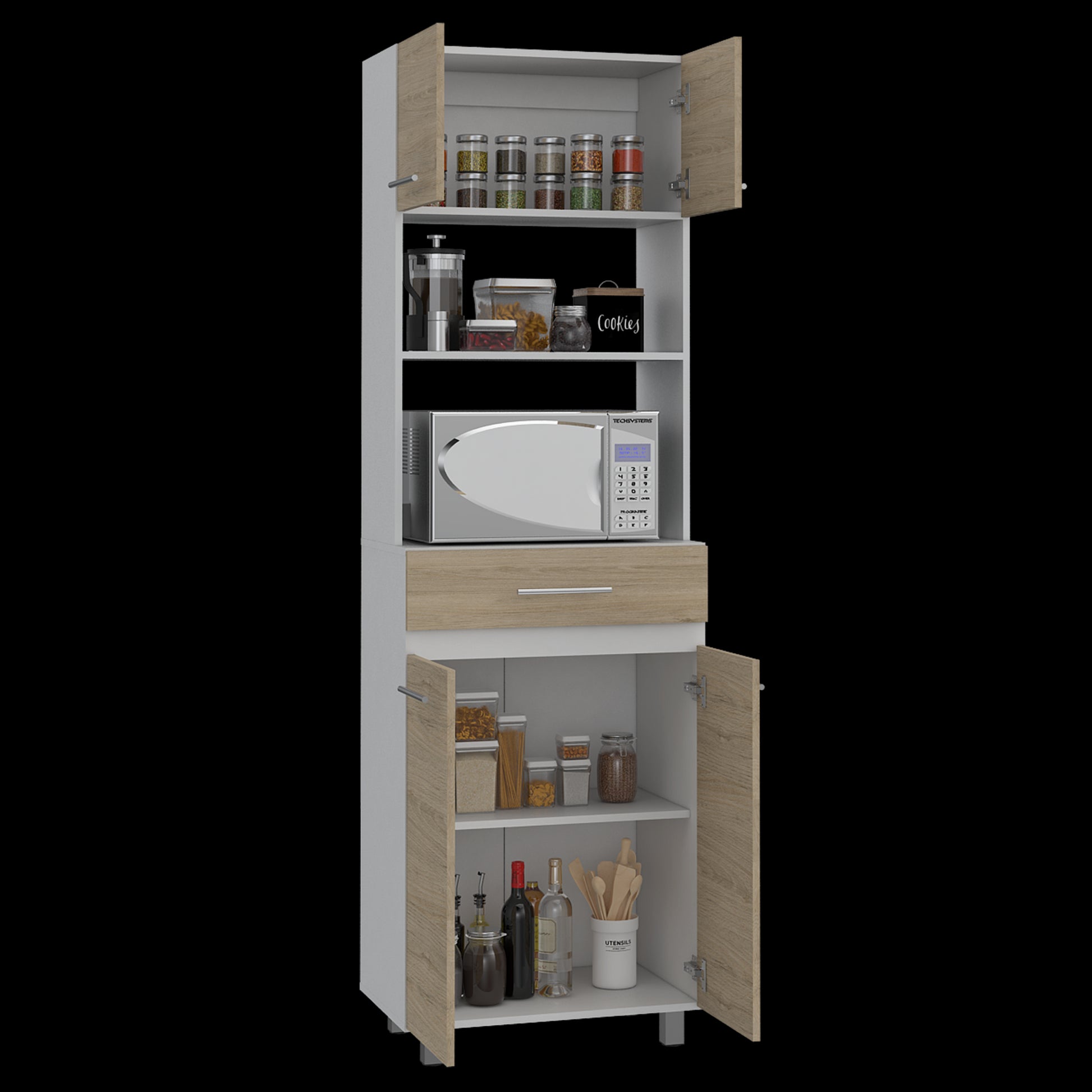 Modulo Microondas Luna Rta Blanco + Rovere