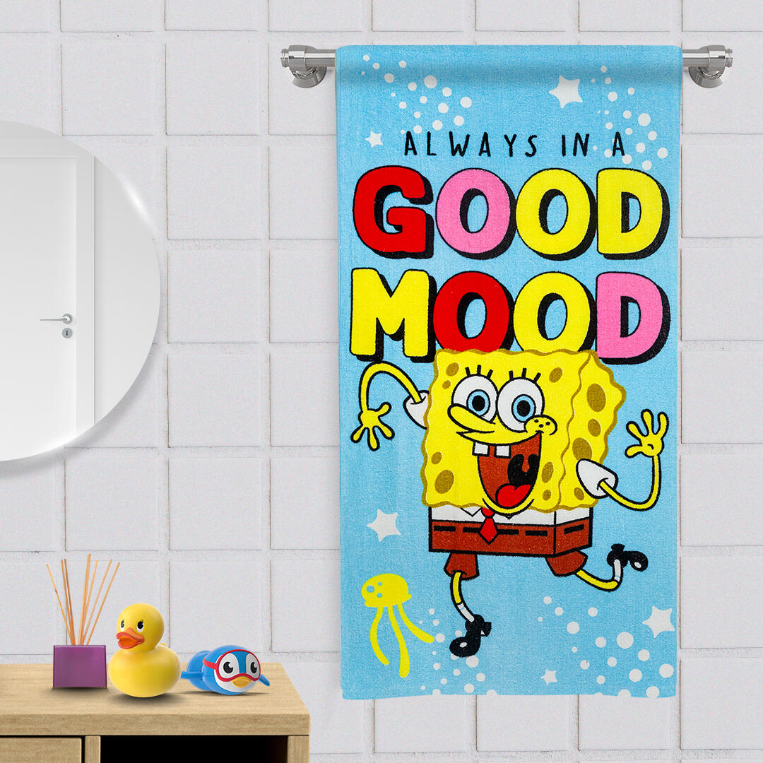 Toalla Infantil 320Gr Bob Esponja Good Mood Fondo Azul