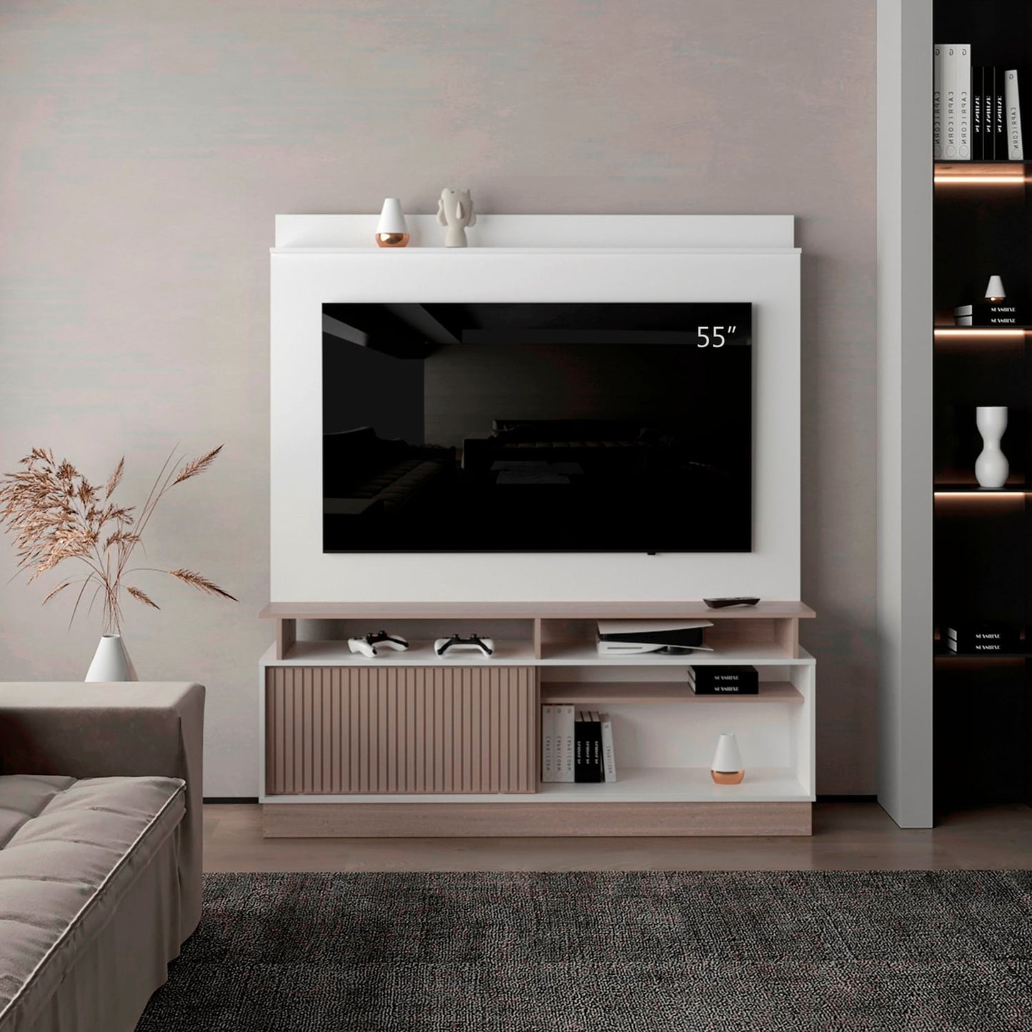 Centro De Tv 70" Thun 182X160X35 Rta Blanco Bardolino