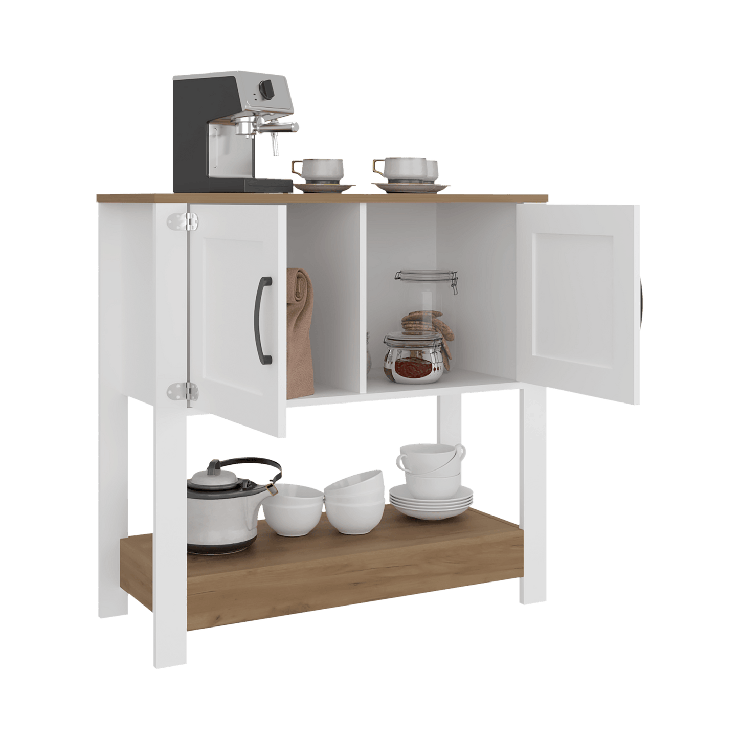 Estación De Café Latte 88X89X36 Rta Blanco Fresno Zf