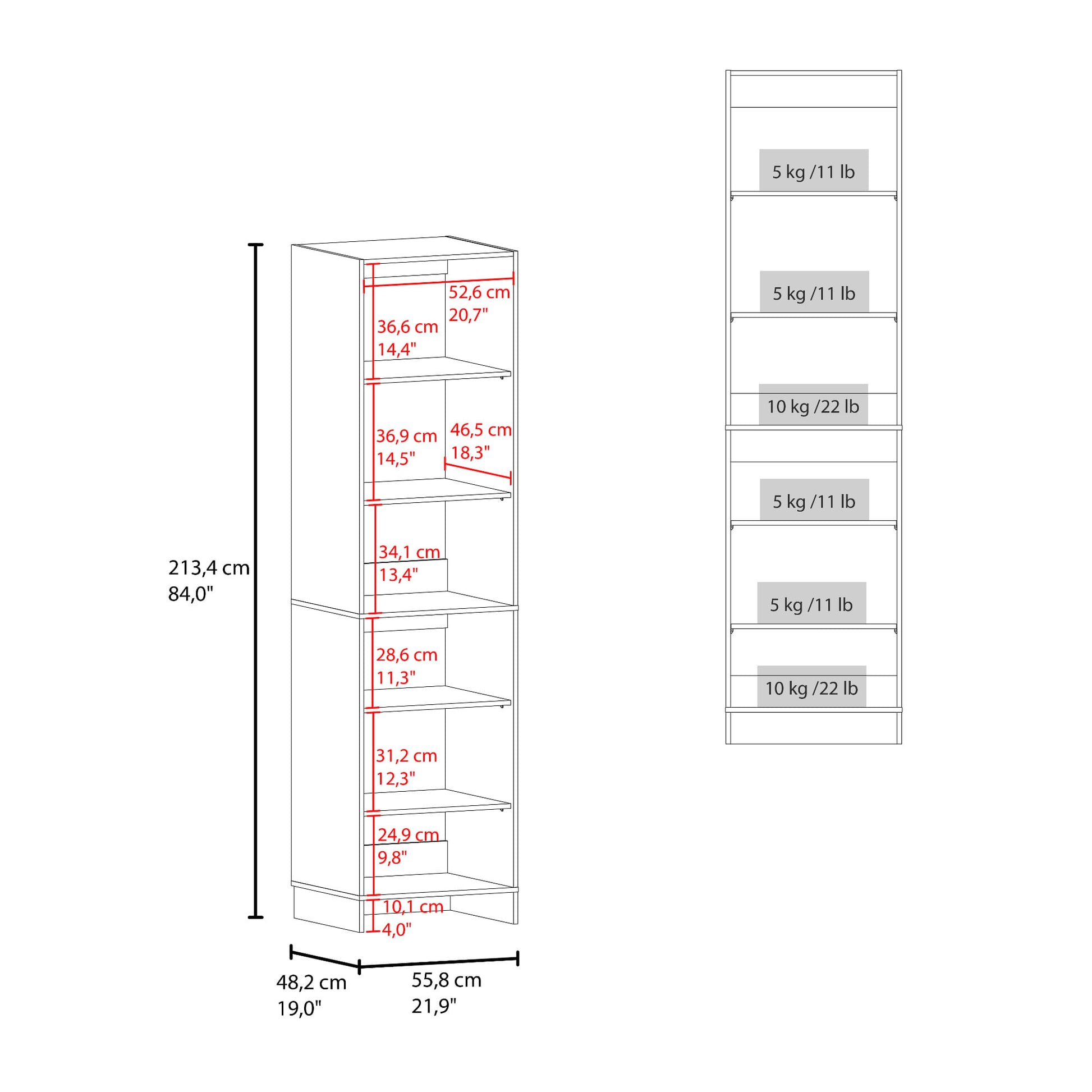 Closet Eco 4 Estantes 213X55X48 Kronos Blanco Zf
