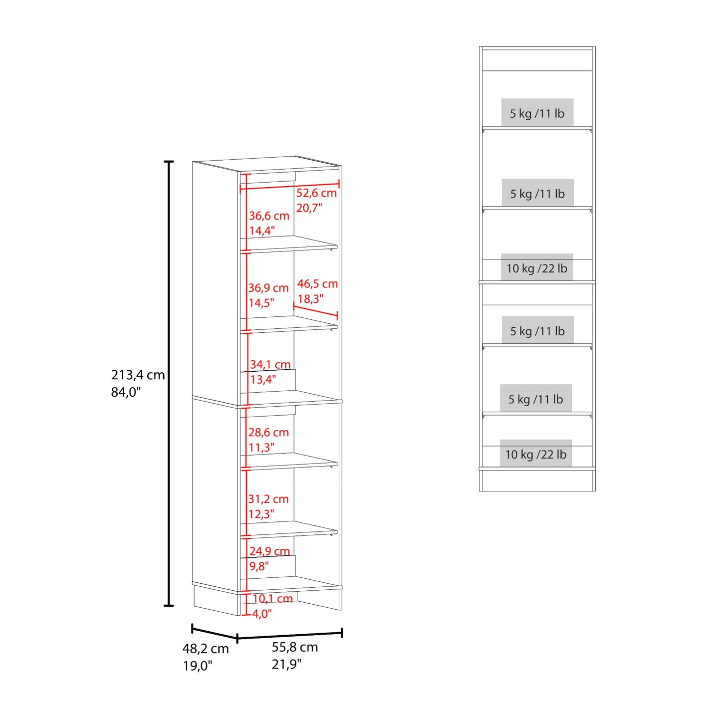 Closet Independiente 20 213X55X48 Rta Blanco Zf