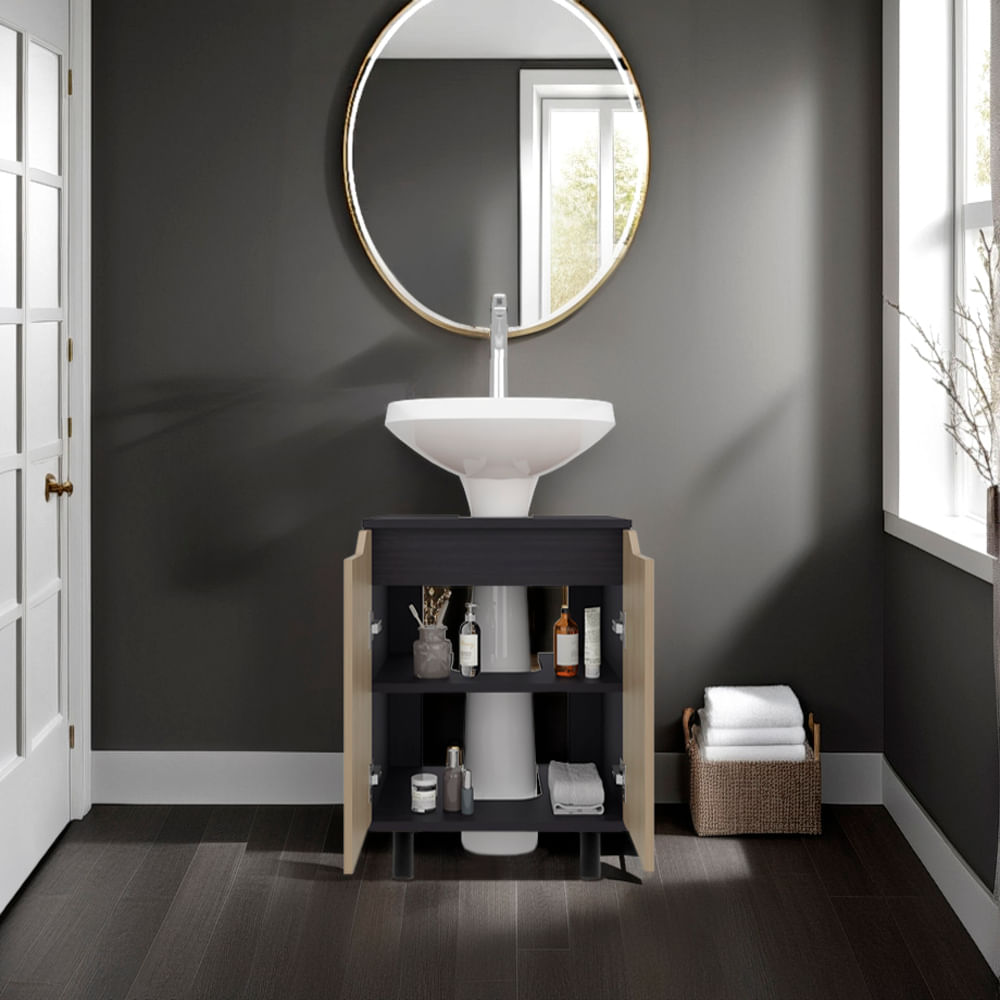 Mueble Lavamos De Pedestal Marlo 63X55X41 Rta Wengue Fresno Zf