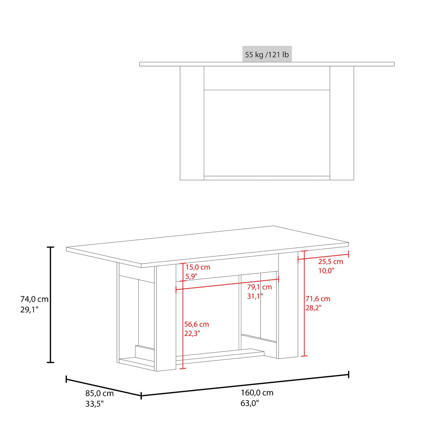 Mesa Comedor Volterra 74X160X85 Rta Avellana