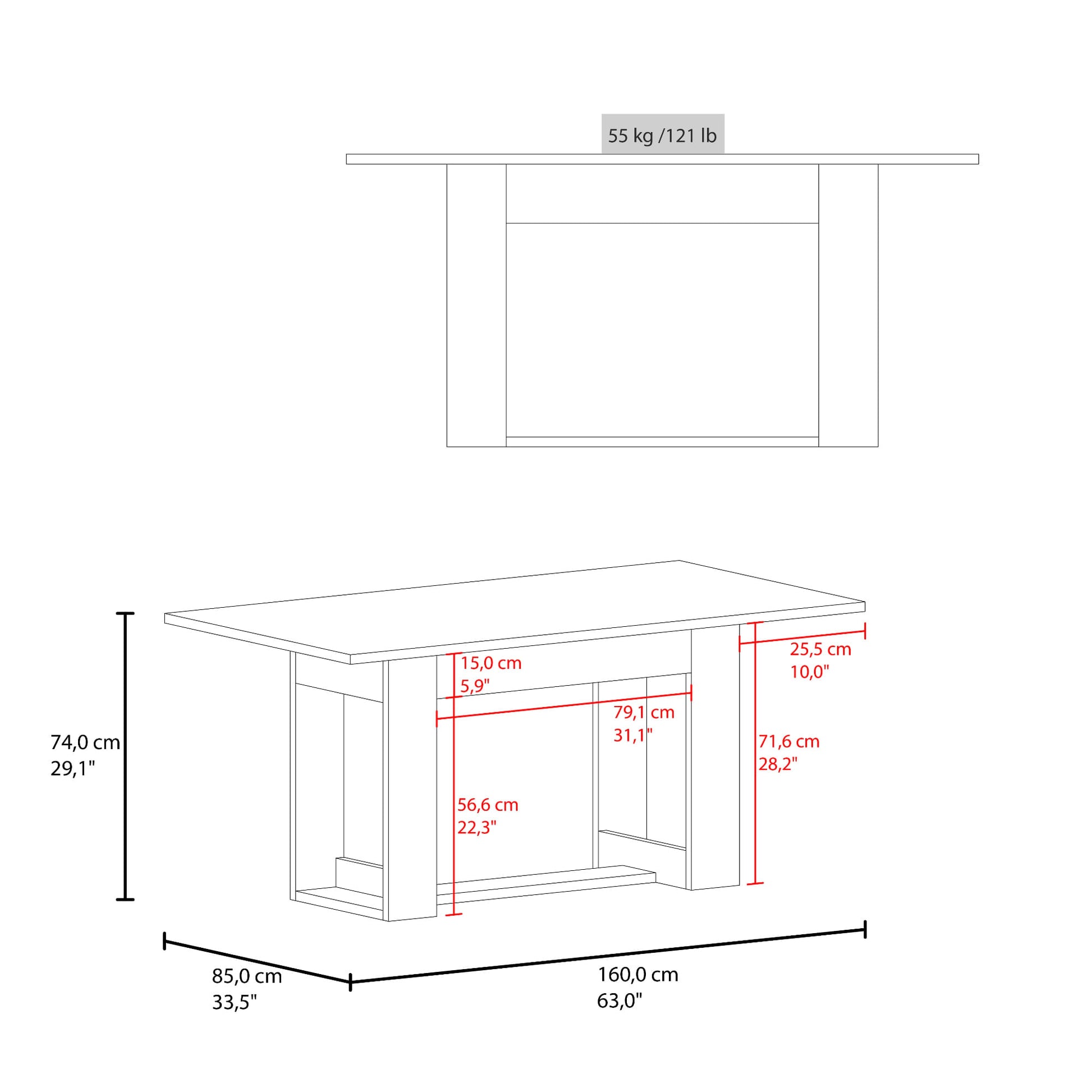 Mesa Comedor Volterra 74X160X85 Rta Avellana