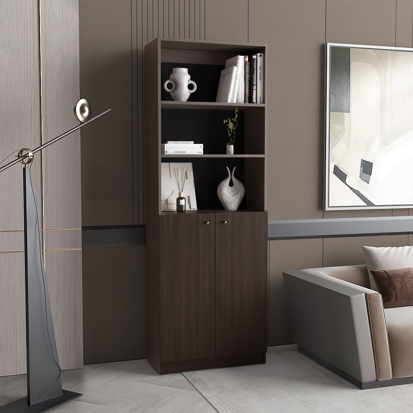 Estante Home E4 2P 180X62X31 Rta Nogal Europeo Zf