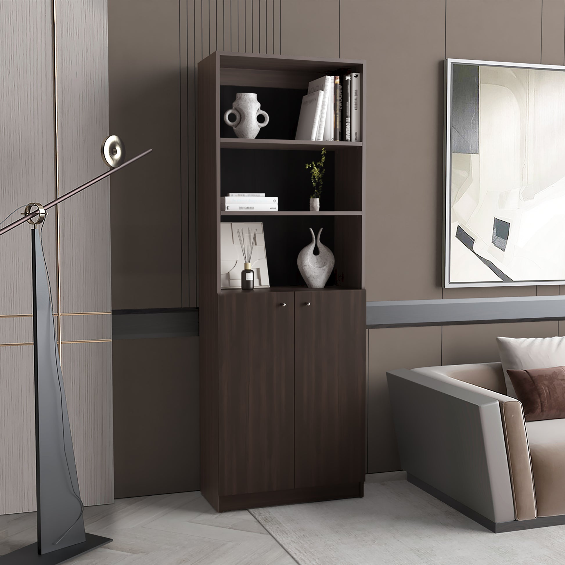 Estante Home E4 2P 180X62X31 Rta Nogal Europeo Zf