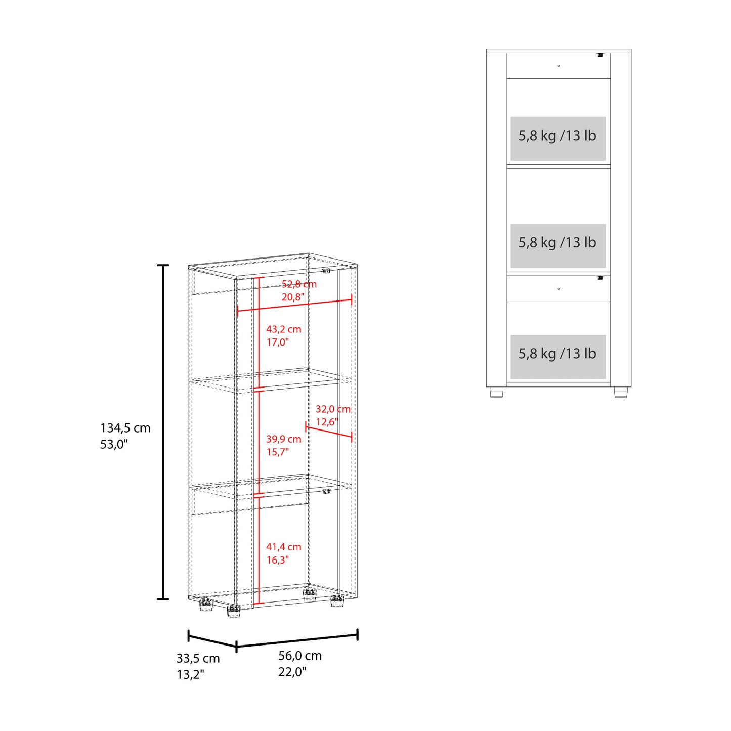 Estanteria Tonalea 53" 134X56X33 Rta Kronos Fresno Zf