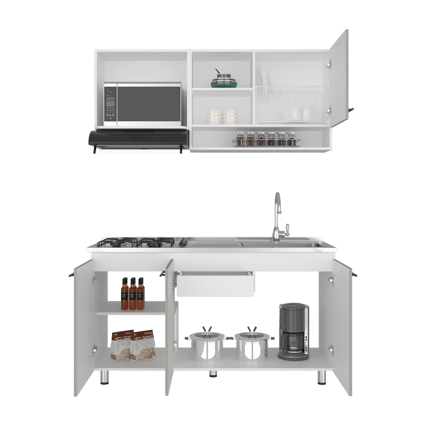 Cocina Orquidea Derecha 210X150X53 Rta Blanco Positano