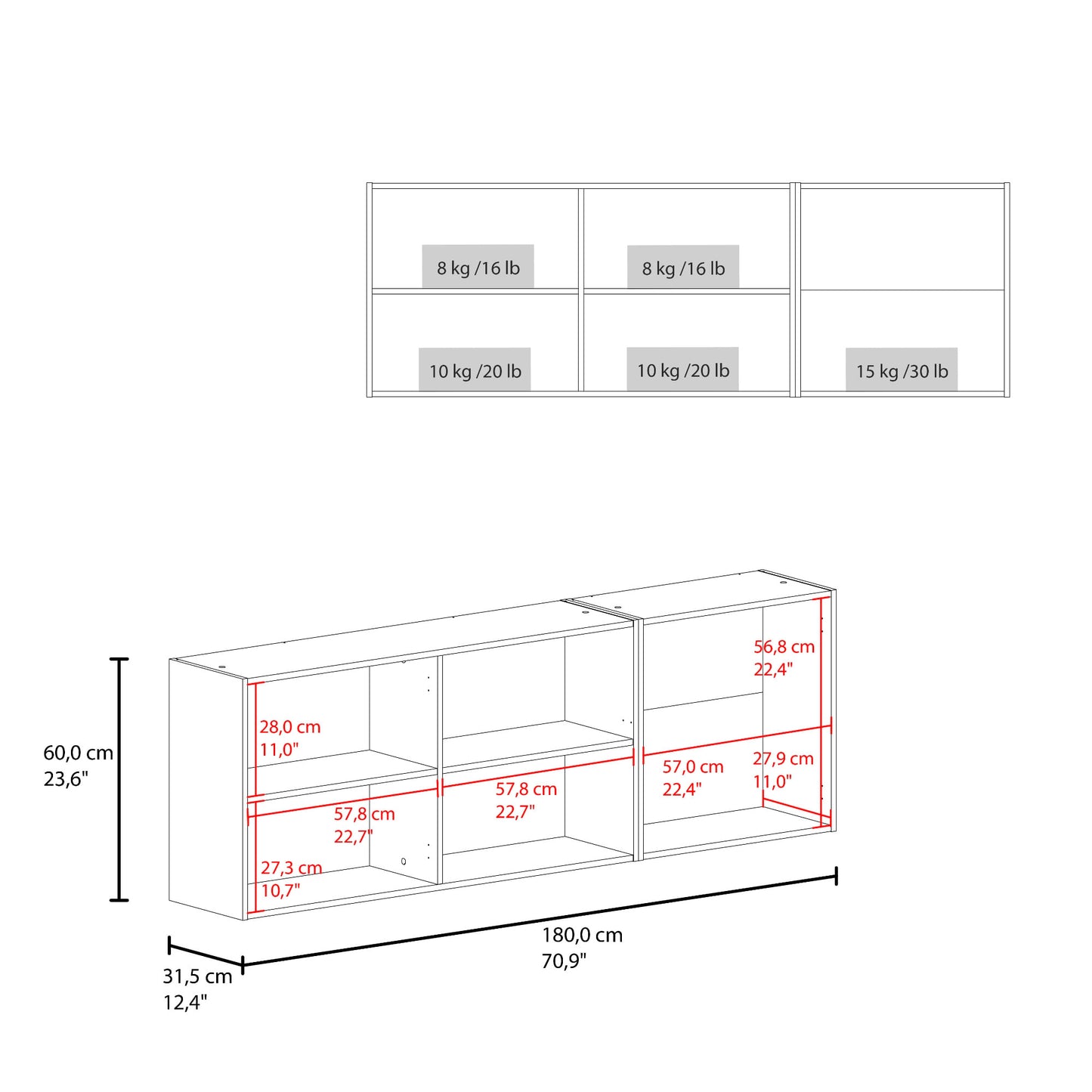Mueble Superior De Cocina Ocena 60X180X31 Rta Wengue Zf
