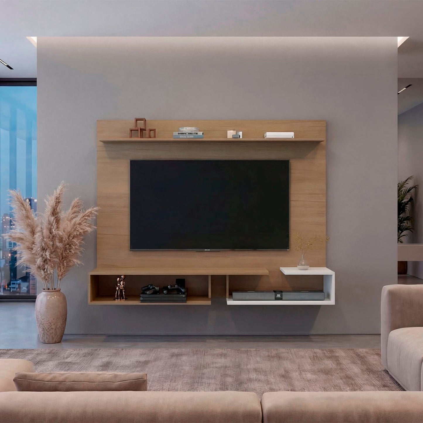 Panel De Tv 65" Desa 128X164X28 Rta Fresno Blanco Zf