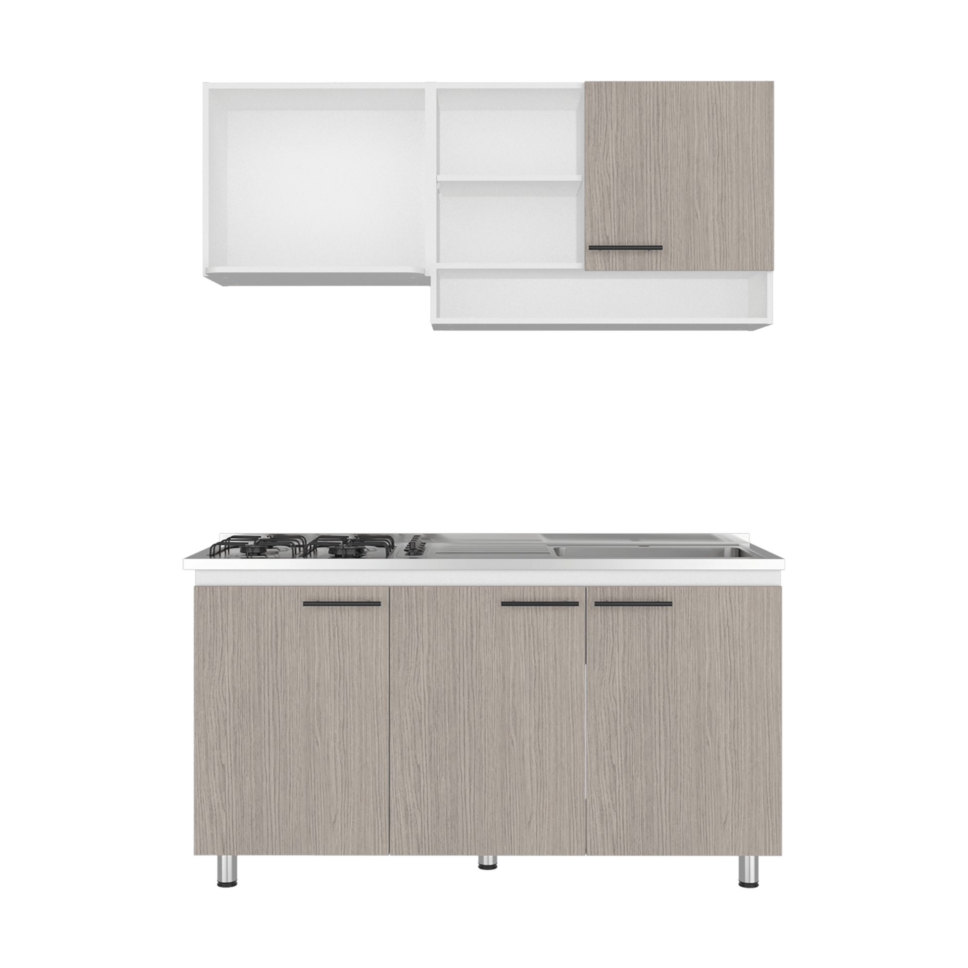 Cocina Orquidea Derecha 210X150X53 Rta Blanco Positano