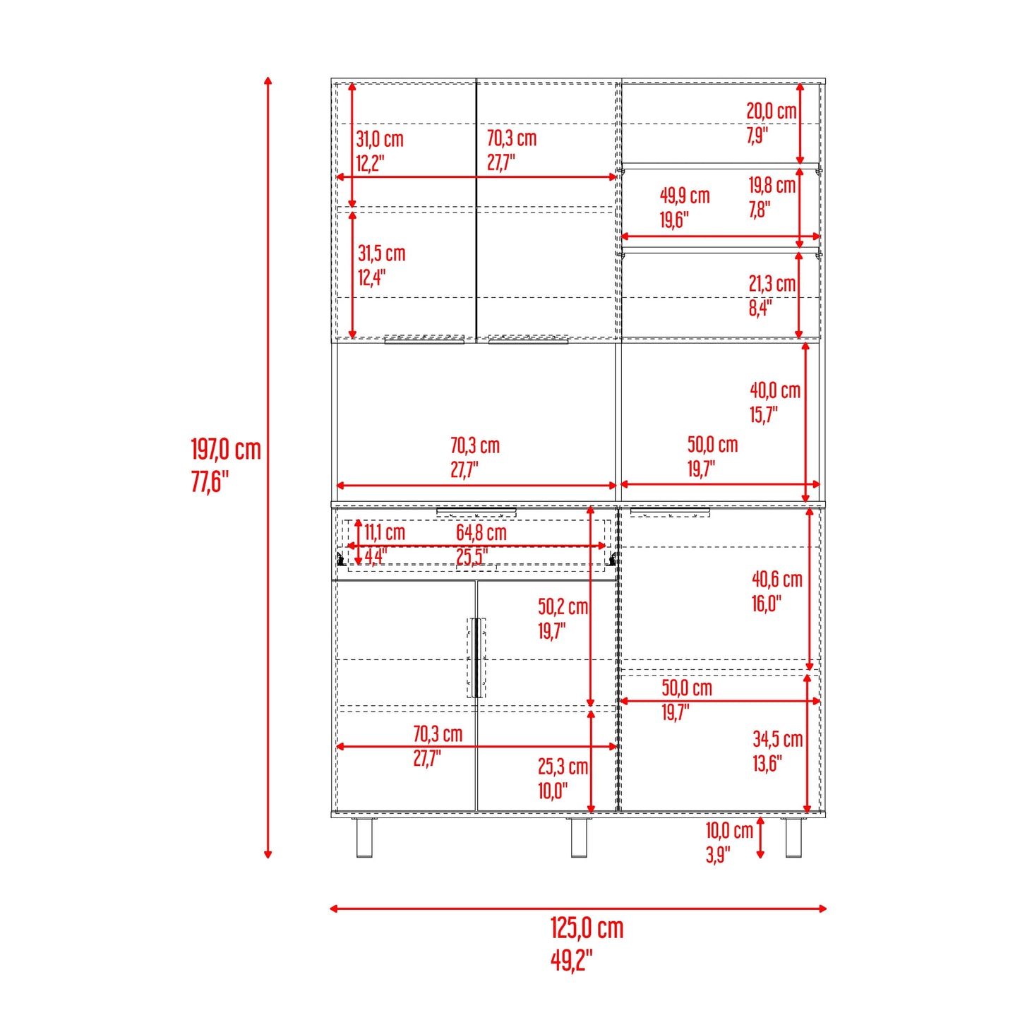 Alacena Oshawa 197X125X40 Rta Fresno Wengue
